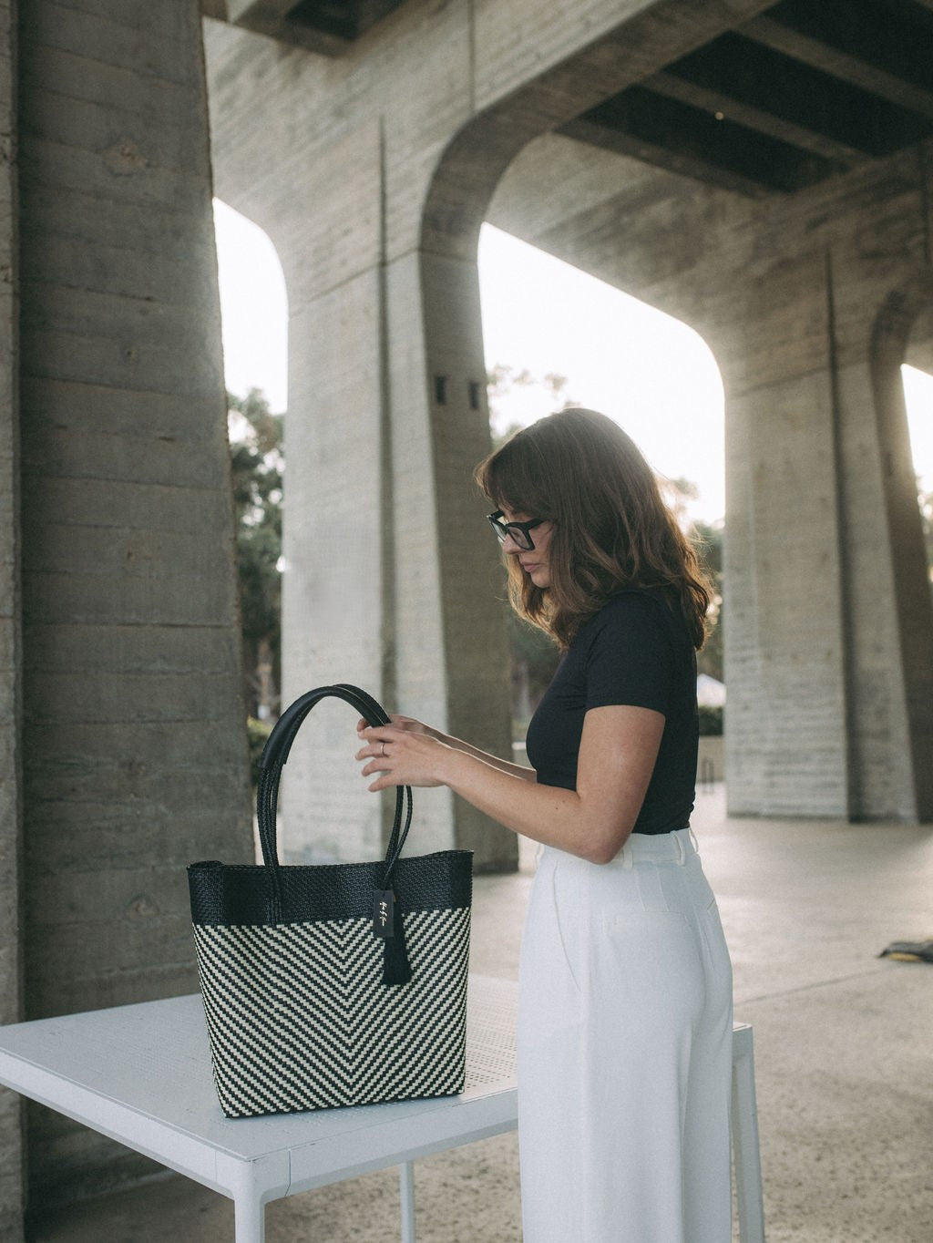 Hannah Tote Bag - Ivory Black Luxe