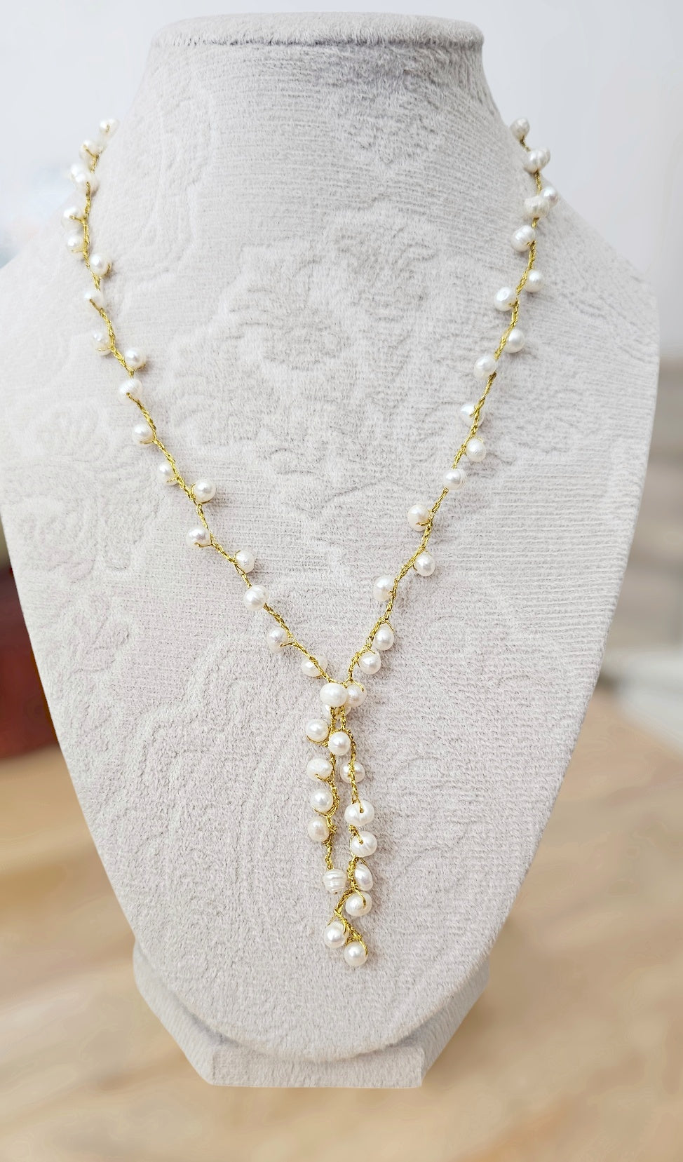 Pearl Enchantment Necklace Silk Gold