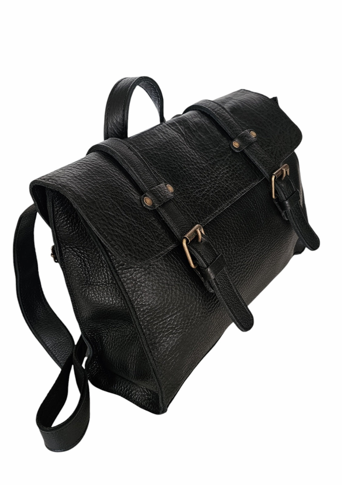 The  Convertible Leather Crossbody Backpack - Black