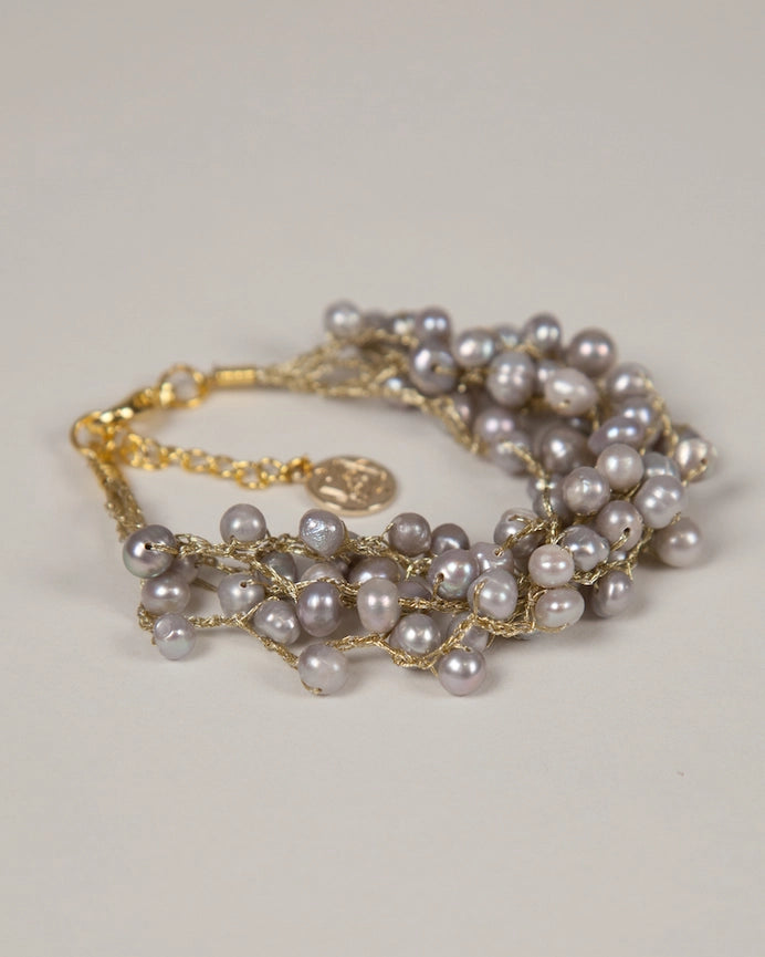 Pearl Enchantment Bracelet on Silk Gold - Baroque